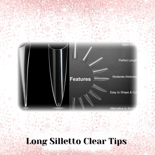 Long Stiletto Clear Nail Tips